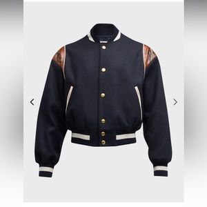 Bally Men's Varsity Bomber Jacket with Snake Print